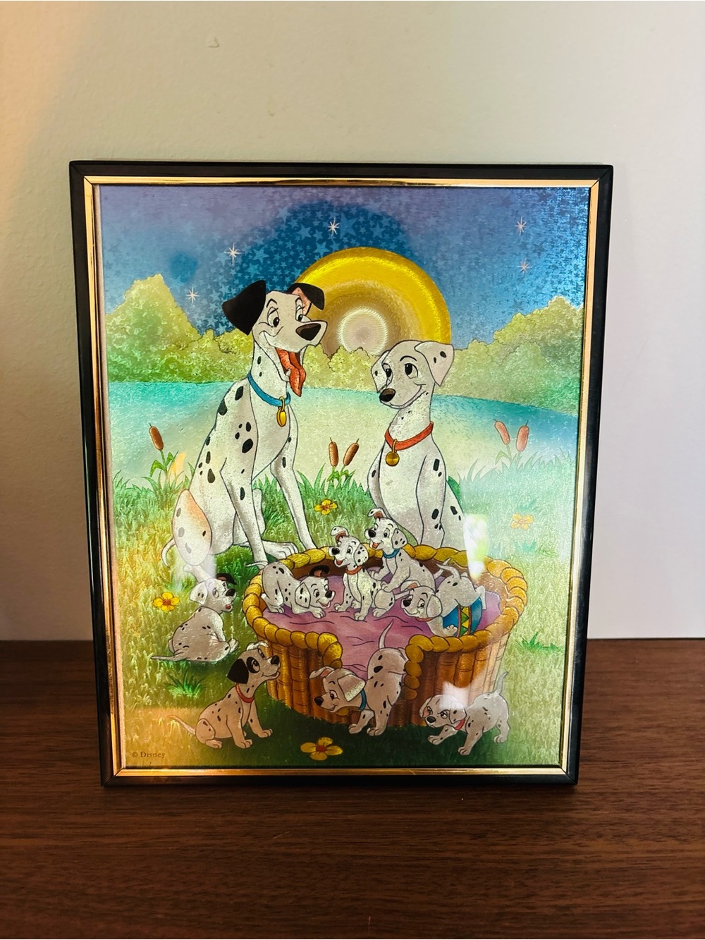 Vintage Disney 101 Dalmatians Framed Art – Iridescent Foil Details 🐾